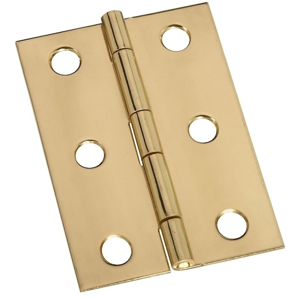 National Hardware Decorative Broad Hinge, 2-1/2 in H Door Leaf, 0.05 in Thick Door Leaf, Brass, Solid Brass, 2PK N211-391 - main