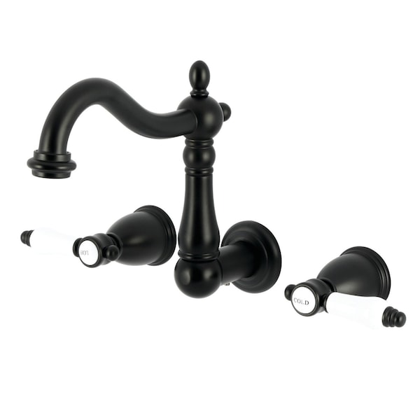 Kingston Brass Double-Handle Wall Mount Bathroom Faucet, Matte Black KS1250BPL - main