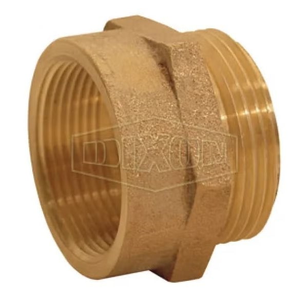 Dixon Hex Female to Male Nipple, 1-1/2 in, Brass, FNPSH x Male NH NST, Domestic FM15S15F - main