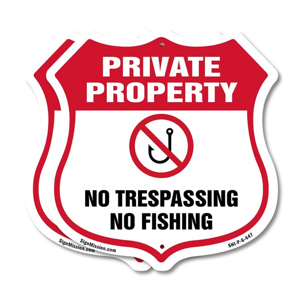 Signmission Private Property Shield Sign No Trespass, 6 inch X 6 inch, Plastic Sign, 2PK SHI-P-2PACK-6-447 - main