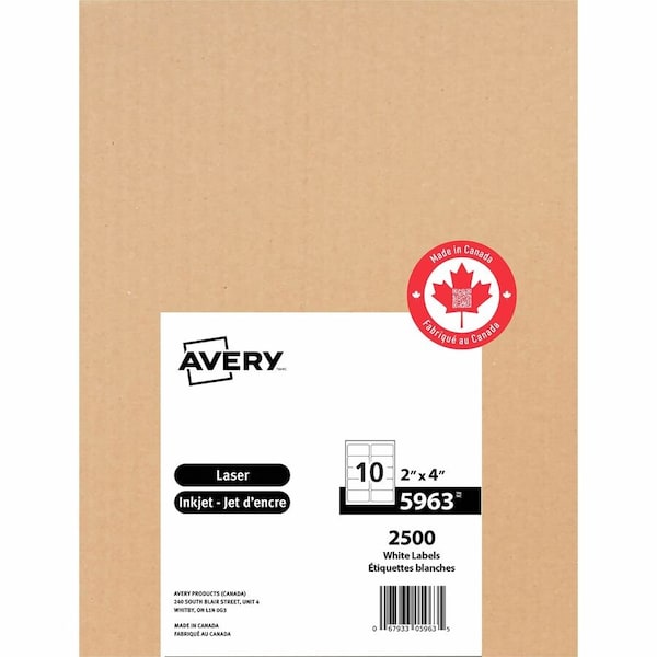 Avery Printable Shipping Labels, PK2500 05963 - main