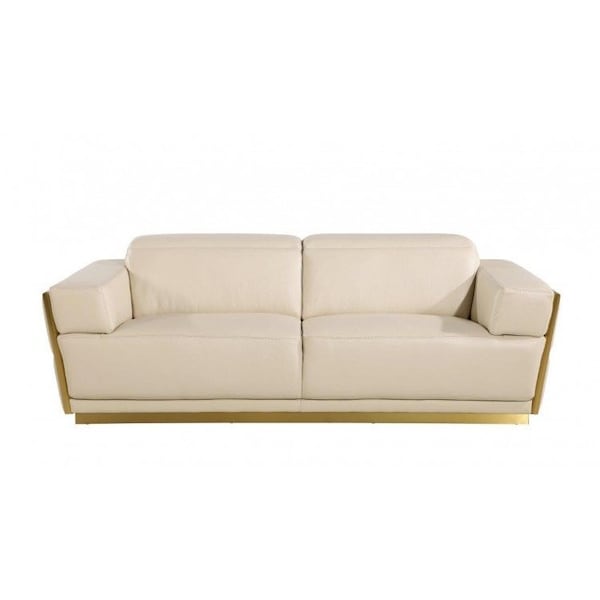 Homeroots 89" Beige And Gold Leather Sofa 551592 - main