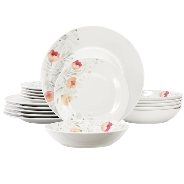 Elama Poppy 18 Piece Porcelain Dinnerware Set, Service for 6 750123748M - main