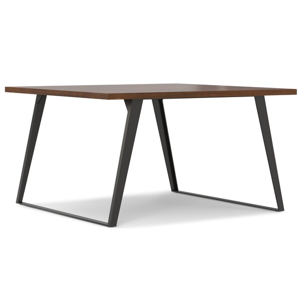 Homeroots 54" Walnut and Gray Wood and Iron Frame Base Square Dining Table 640701 - main