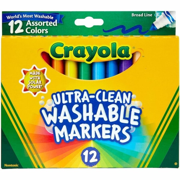 Crayola Assorted, Orange, Yellow, Green, Blue, Violet, Brown, Black, Gray, Flamingo Pink, Sandy Tan Markers 58-7812 - main