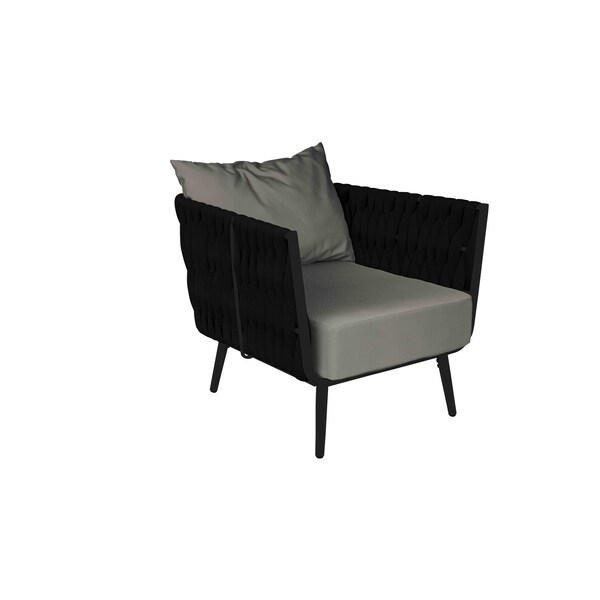 Bfm Seating Cayman Armchair - Black flat rope, Black powder coat aluminum, ganging bracket PHPABLBL-54048 - main