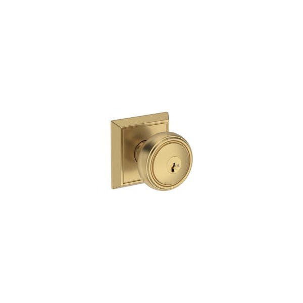 Baldwin Residential Door Knobs Keyed Entry Lifetime Satin Brass ENBRECHR044SMC - main