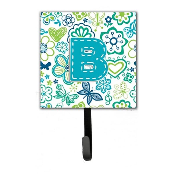 Carolines Treasures Letter B Flowers And Butterflies Teal Blue Leash and Key Holder CJ2006-BSH4 - main