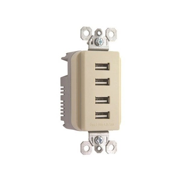 Legrand USBReceptacle, 15A, Ivory, Polycarbonate TM8USB4ICC6 - main