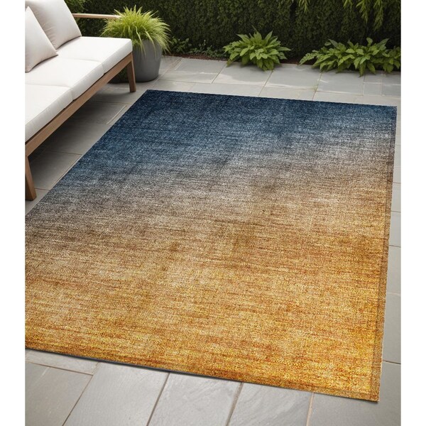 Homeroots 5' X 8' Gold Ombre Washable Indoor Outdoor Area Rug 563713 - main