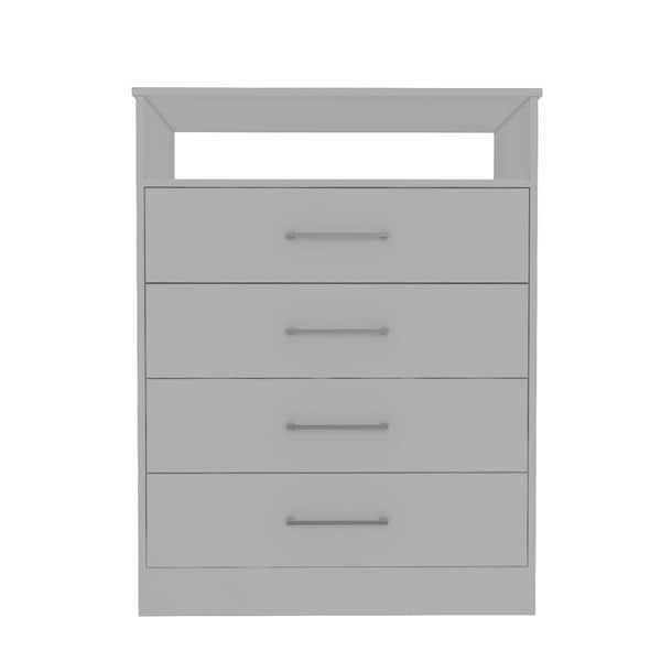 Homeroots Modern White Four Drawer Dresser with Hutch 403742 - main