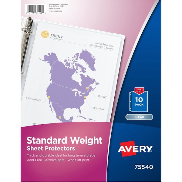 Avery Clear Standard Weight Sheet Protec, PK10 75540 - main