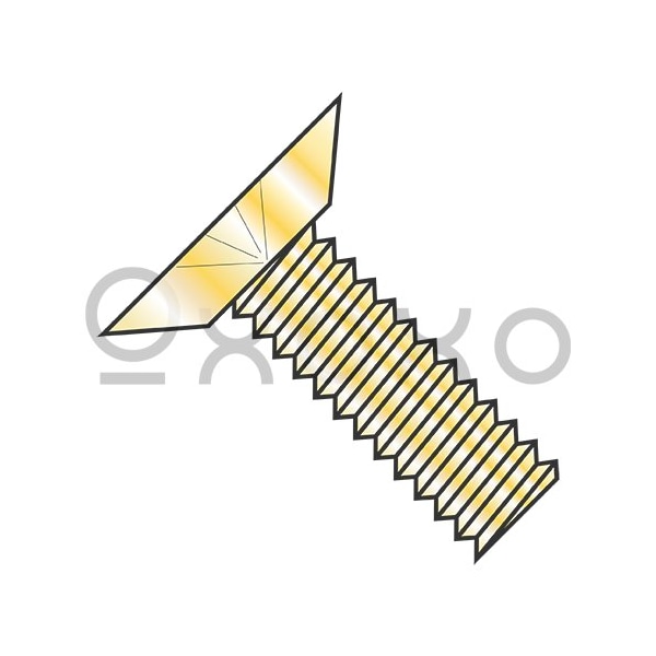 Oxoxo 6-32X1/2 Phillips Flat Undercut Machine Screw Fully Threaded Zinc Yellow, 10000PK 469227 - main