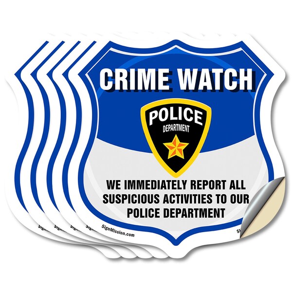 Signmission Neighborhood Crime Watch Shield Sign We, 4 inch X 4 inch, Vinyl Decal, 5PK SHI-D-5PACK-4-388 - main