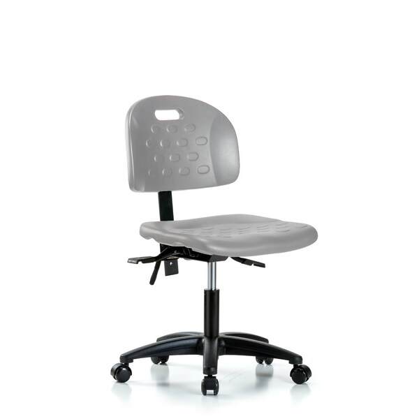 Blue Ridge Ergonomics Newport Industrial Polyurethane Chair - Desk Height with Seat Tilt & Casters in Gray Polyurethane HPDHCH-RG-T1-A0-RC-GRY - main