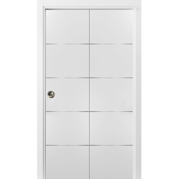 Sartodoors Sliding Closet Bi-fold Doors, Planum 0020 White Silk, Sturdy Tracks Moldings Trims Hardware Set, Wo PLANUM0020BF-WS-48 x 96 (2* 24x96) - main