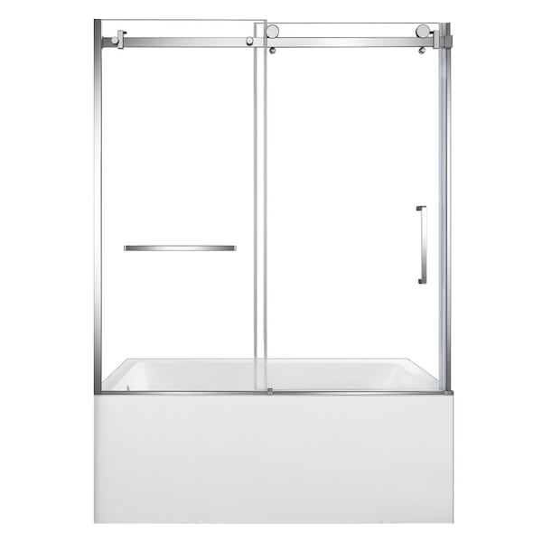 Kingston Brass 60" Acrylic Alcove Left-Hand Drain Tub with Right Sliding Tub Door, White/Polished Chrome KVTAP603622L1 - main