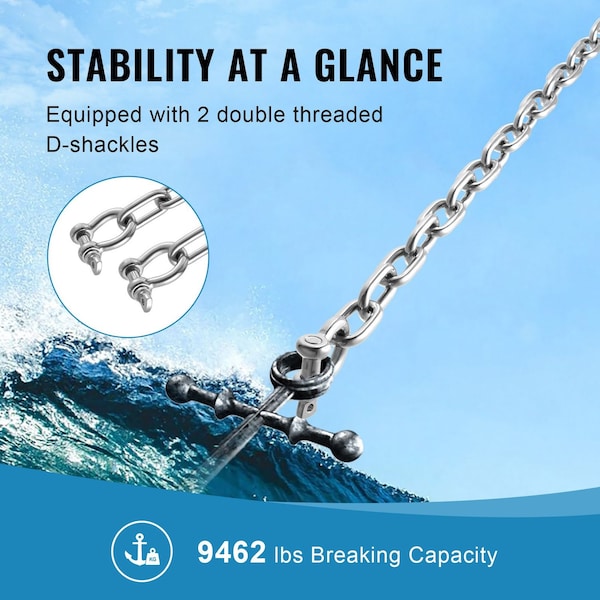 Vevor Zinc Plated Proof Coil Chain Carbon Steel Chain Sling 3/16" x 100' 1100lbs GLDXL1074149 - main