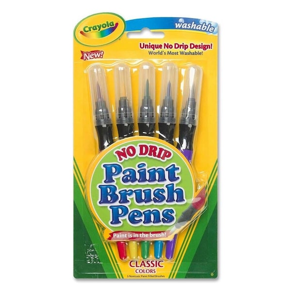 Crayola Washable No Drip Paint Brush Pens, 30PK 54-6201 - main