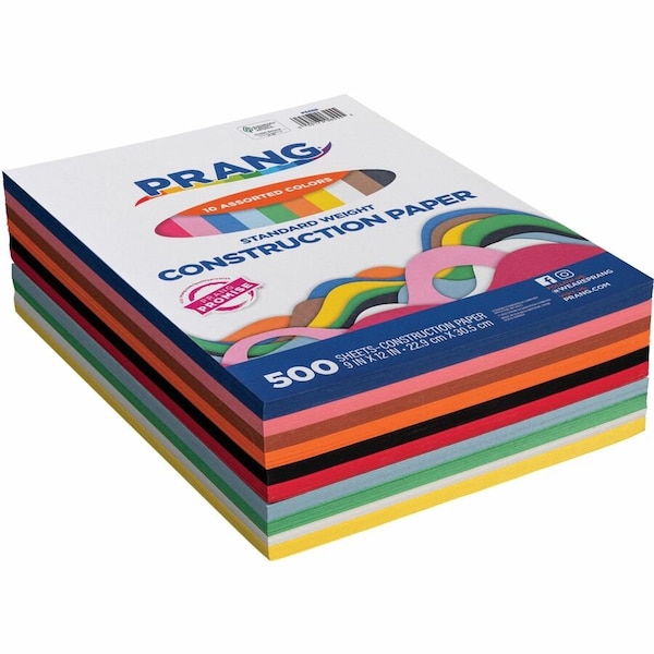 Pacon Lightweight Construction Paper, 10 Colors, 9" x 12", PK500 P6555 - main