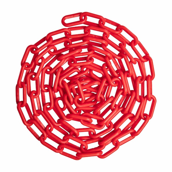Us Weight 1.5" x 25' Red Plastic Safety Chain ft. SunShield UV Resistant Technology U2425RED - main