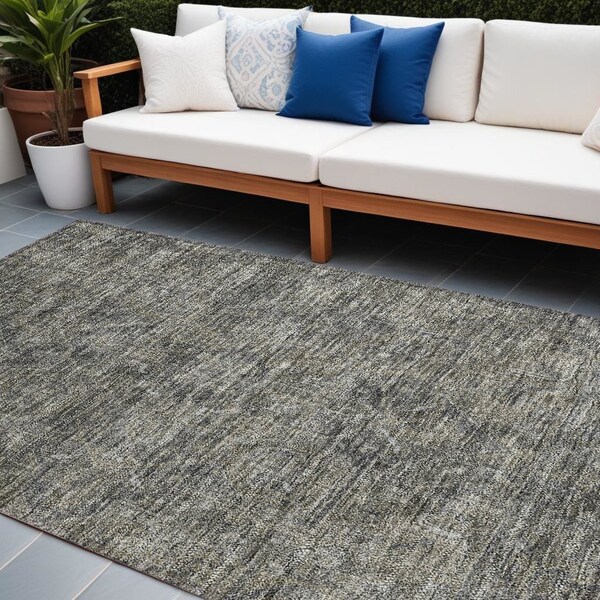 Homeroots 8' X 10' Brown and Black Oriental Washable Non Skid Indoor Outdoor Area Rug 563823 - main