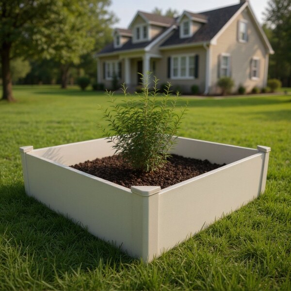 Homeroots 44" X 44" Tan Heavy Duty Plastic Square Raised Garden Bed 654143 - main