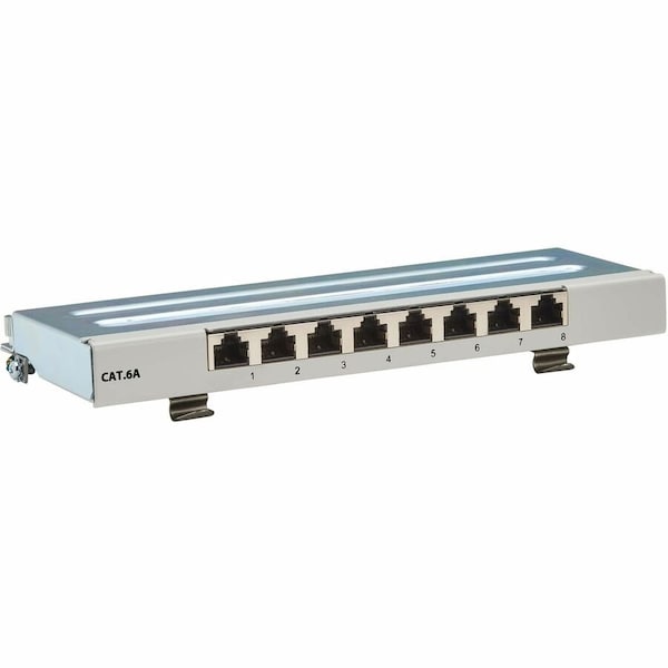 Eaton Tripp Lite Series Cat6a STP Patch Panel, 8 Ports, DIN Rail or Wall Mount, TAA, 8-Port, RJ45 N250-SH08-DIN6A - main