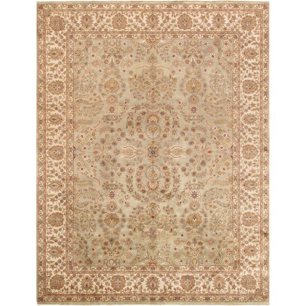 Pasargad Home Baku Collection Hand-Knotted Lamb's Wool Area Rug- 8 ft. 10 in. X 11 ft. 11 in. P-501 S.GREEN 9X12 - main