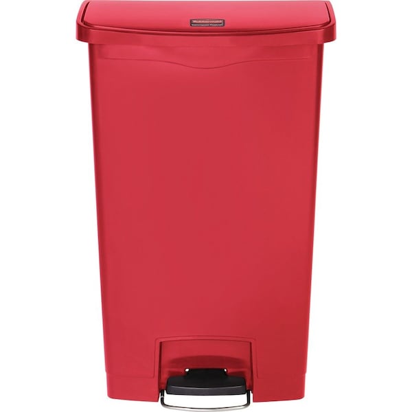 Rubbermaid Commercial Slim Jim Step-On 18 gal Rectangular Slim-Profile Plastic Can, Red, Foot Pedal, Plastic, 13 in 1883568 - main
