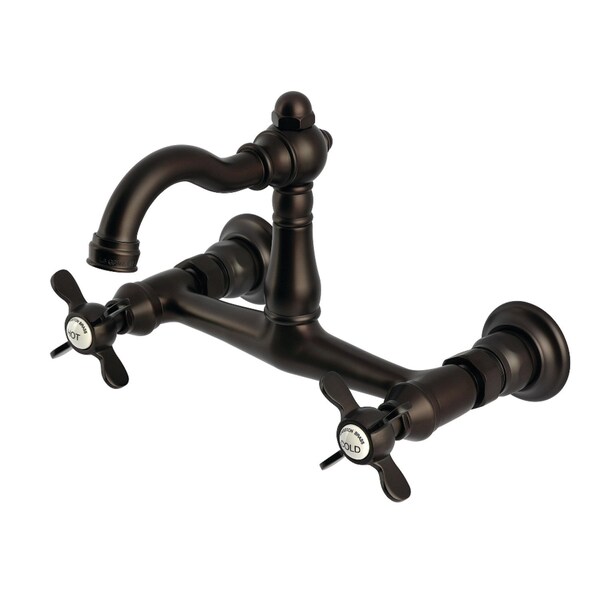 Kingston Brass Two-Handle Wall Mount Bridge Kitchen Faucet, Oil Rubbed Bronze KS3255BEX - main