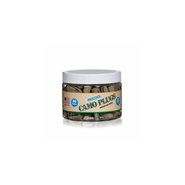 Moldex Earplug Canister, Camo Plugs, Foam, Brown/Green/Tan with Swirls/Streaks, Disposable, 40PK 507-6685 - main