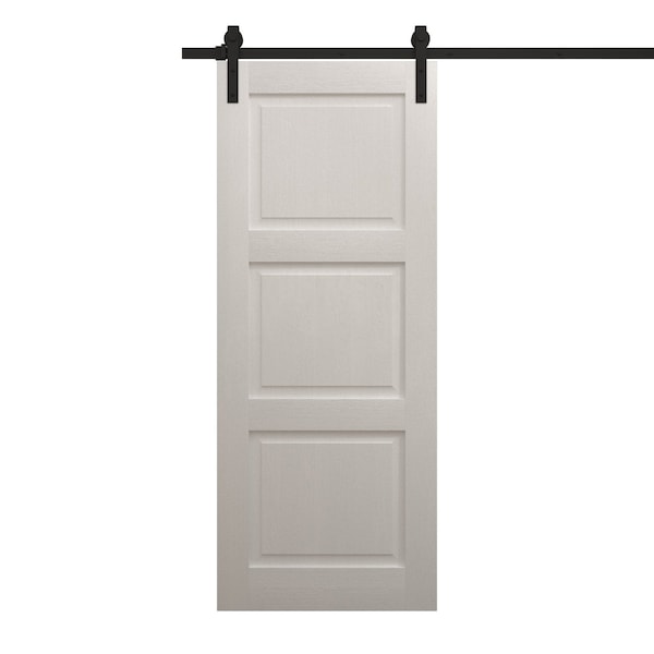 Sartodoors Modern Barn Door 32 x 80 inches, Ego 5010 Painted White Oak, 6.6FT Rail Track Heavy Hardware Set , EGO5010BD-B-PWO-32 - main