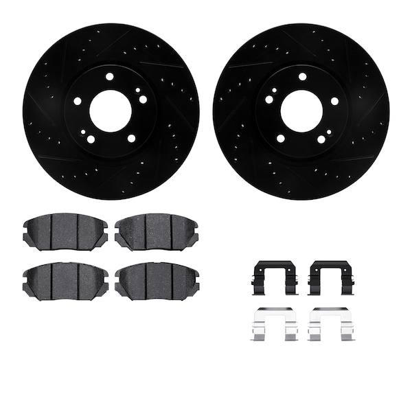 Dynamic Friction Co DFC Rotors-Drilled & Slotted-Black w/ EURO 5000 Ceramic Brake Pads Incl Hdw 8612-03001 - main
