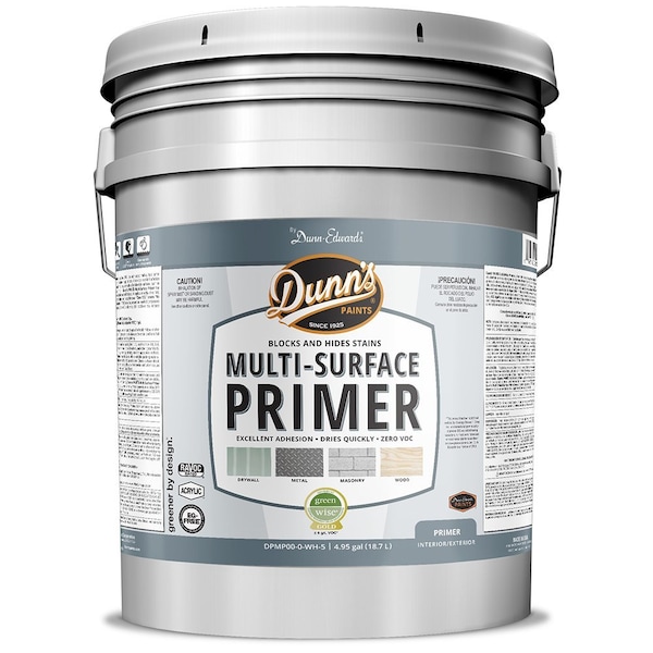 Dunn-Edwards 5 Gal Dunn-Edwards DPMP00-0-WH-5 White Dunn's Paints Interior/Exterior Multi-Surface Primer DPMP00-0-WH-1 - main