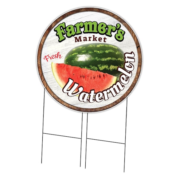 Signmission Farmers Market Watermelon Double Sided Corrugated Plastic Circle Yard, C-36-CIR-DS-WS-Watermelon C-36-CIR-DS-WS-Watermelon - main