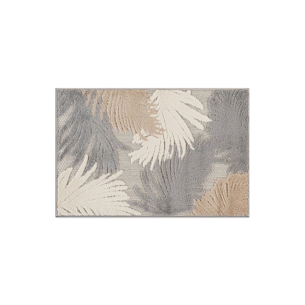 World Rug Gallery Amalfi Contemporary Tropical Floral Indoor/Outdoor Area Rug 2 ft x 3 ft Gray 8013GRAY2X3 - main