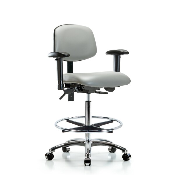 Blue Ridge Ergonomics Chair, Vin, Hi Bench, Chr AA CF Casters, Dov, 6-Way Adjustable, 26" to 35-1/2" Height, Dove BR-VHBCH-CR-T0-A1-CF-CC-8567 - main