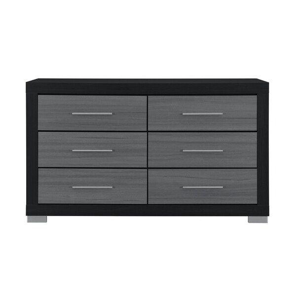 Homeroots 63" Black And Gray Wood Six Drawer Double Dresser 643688 - main