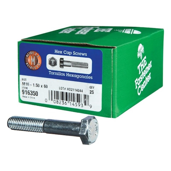 Hillman M10-1.50 mm D X 60 mm L Heat Treated Steel Hex Head Cap Screw, 25PK 916350 - main