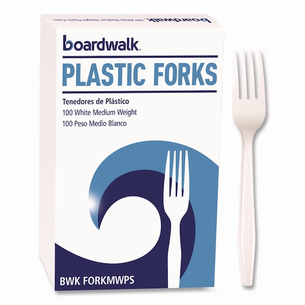 Boardwalk Mediumweight Polystyrene Cutlery, Fork, White, PK100 PK BWK FORKMWPS - main