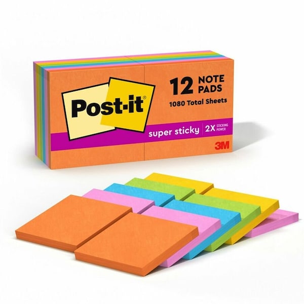 Post-It Super Sticky Notes, 3x3 In., PK12 654-12SSUC - main