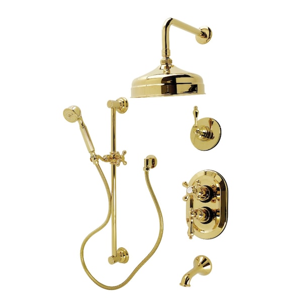 Kingston Brass Thermostatic Tub and Shower System, Polished Brass KSK36320AL - main