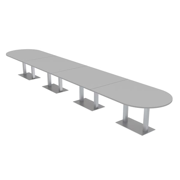 Skutchi Designs Racetrack Conference Table With Power Unit, 48 in W, 240 in L, Grey HAR-RAC-48X240-DOU-U779-NA - main