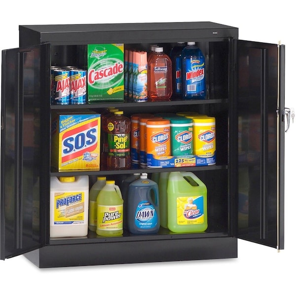 Tennsco Shelving Storage Cabinet, 42 in H, 36 in W, 18 in D, Swing, Keyed, Black, 2 Shelves, 0 Drawers 4218BK - main
