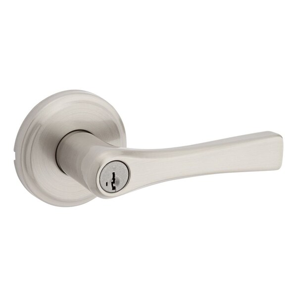 Kwikset Katella Lever Entry Door Lock SmartKey with 6AL Latch and RCS Strike Satin Nickel Finish 740KAL-15S - main