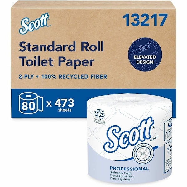 Scott Scott 100% Recycled Fiber Standard Individually Wrapped Toilet Paper Rolls 473 Sheets/Roll, 80PK 13217 - main