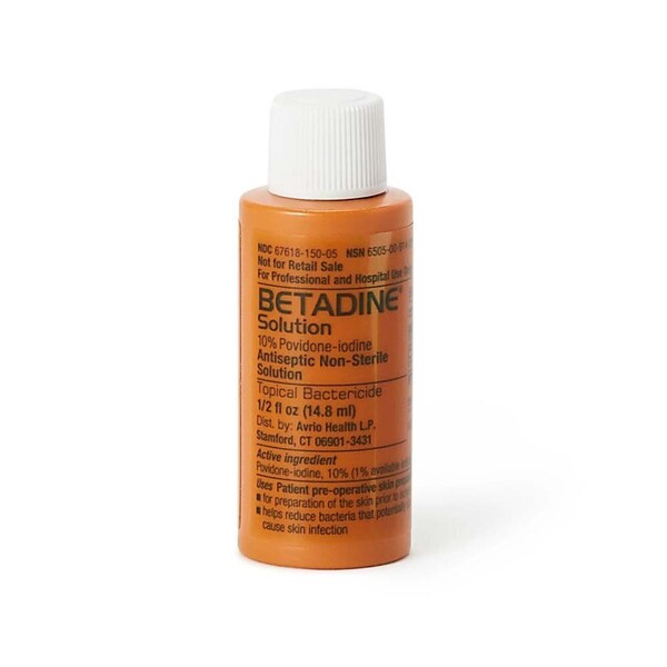 Betadine Skin Prep Solution 10% Strength Povidone-Iodine NonSterile, 0.5oz Bottle, 50PK 1257422_CS - main