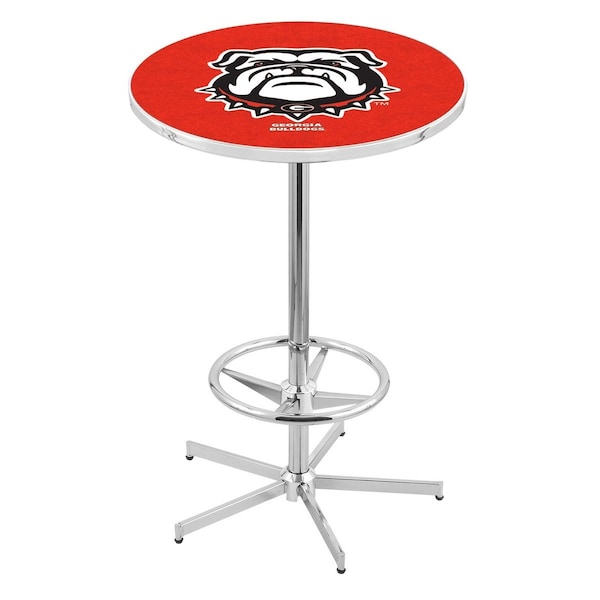 Holland Bar Stool Co 42" Chrome Georgia "Bulldog" Pub Table, 36" dia. Top L216C4236GA-Dog - main
