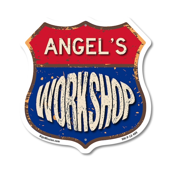 Signmission Angel's Workshop, 12 Inch X 12 Inch, Plastic Sign SHI-P-12-489-ANGEL - main